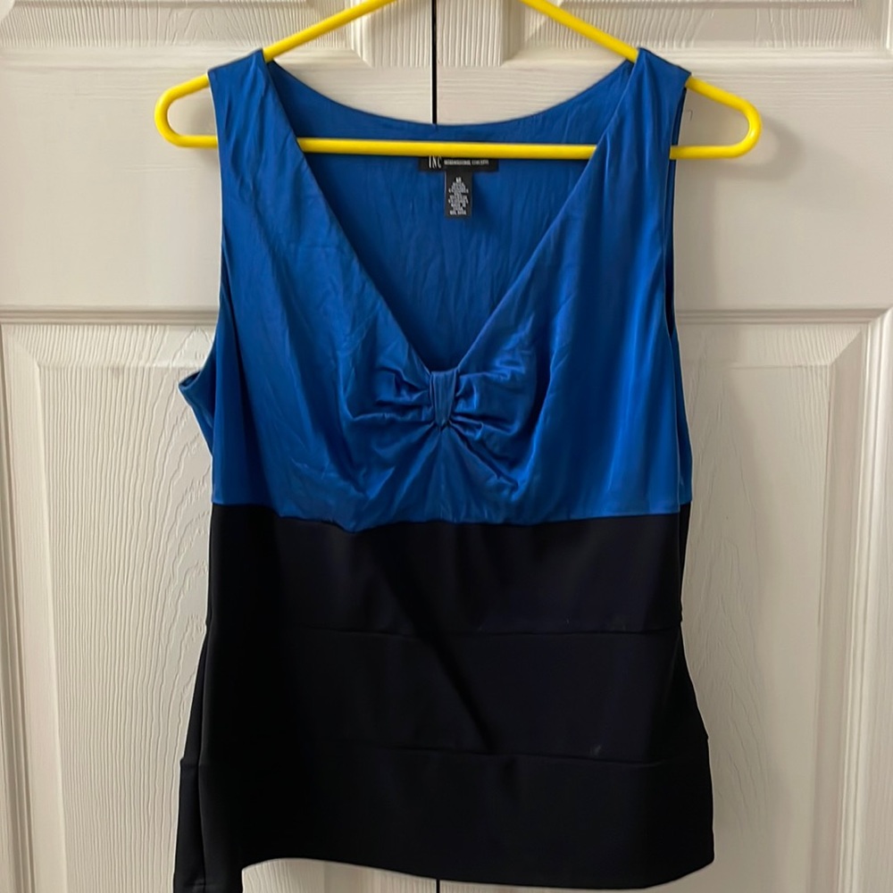 INC blue and black professional tank top